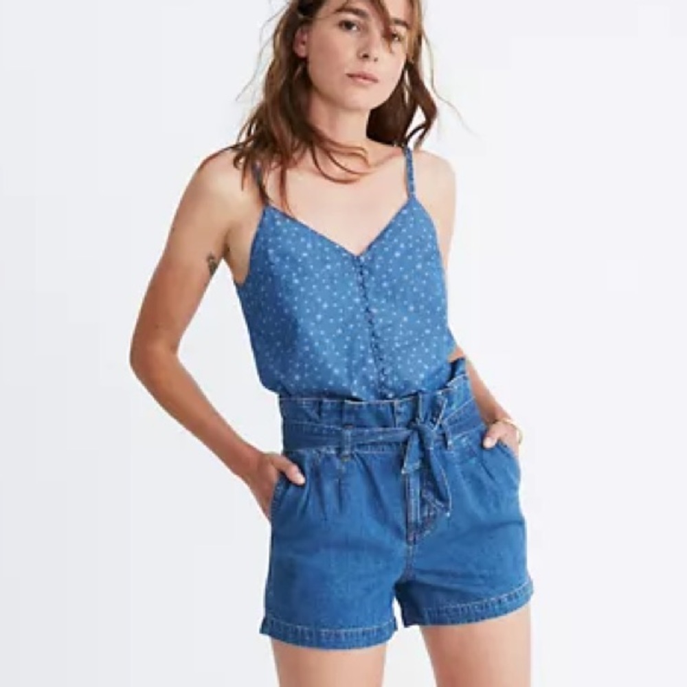 Madewell Denim Button-Down Cami in Star Jacquard